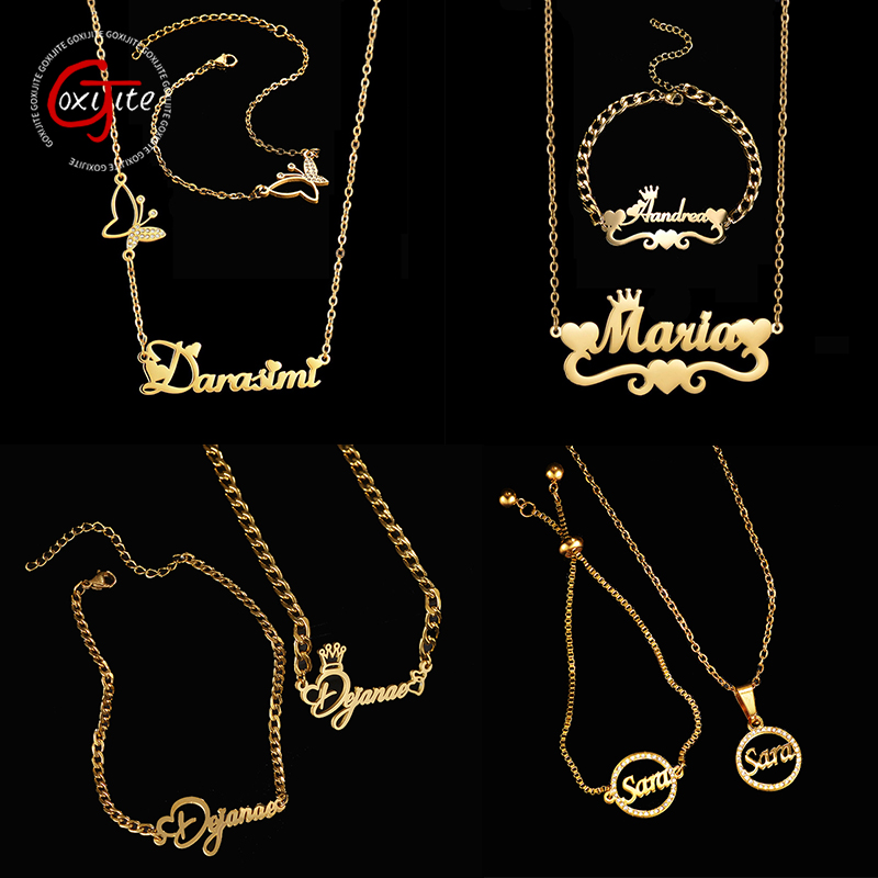 Men Accessories Name - Goxijite تخصيص اسم قلادة مجموعة الفولاذ