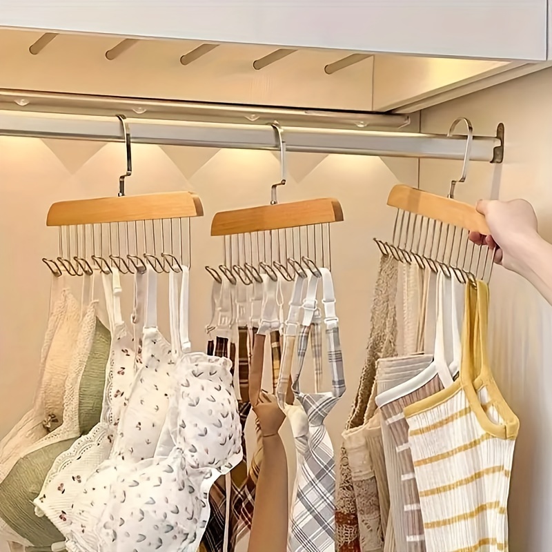Men'S Accessories Wardrobe - 8 هوك حزام خشبي رف تخزين